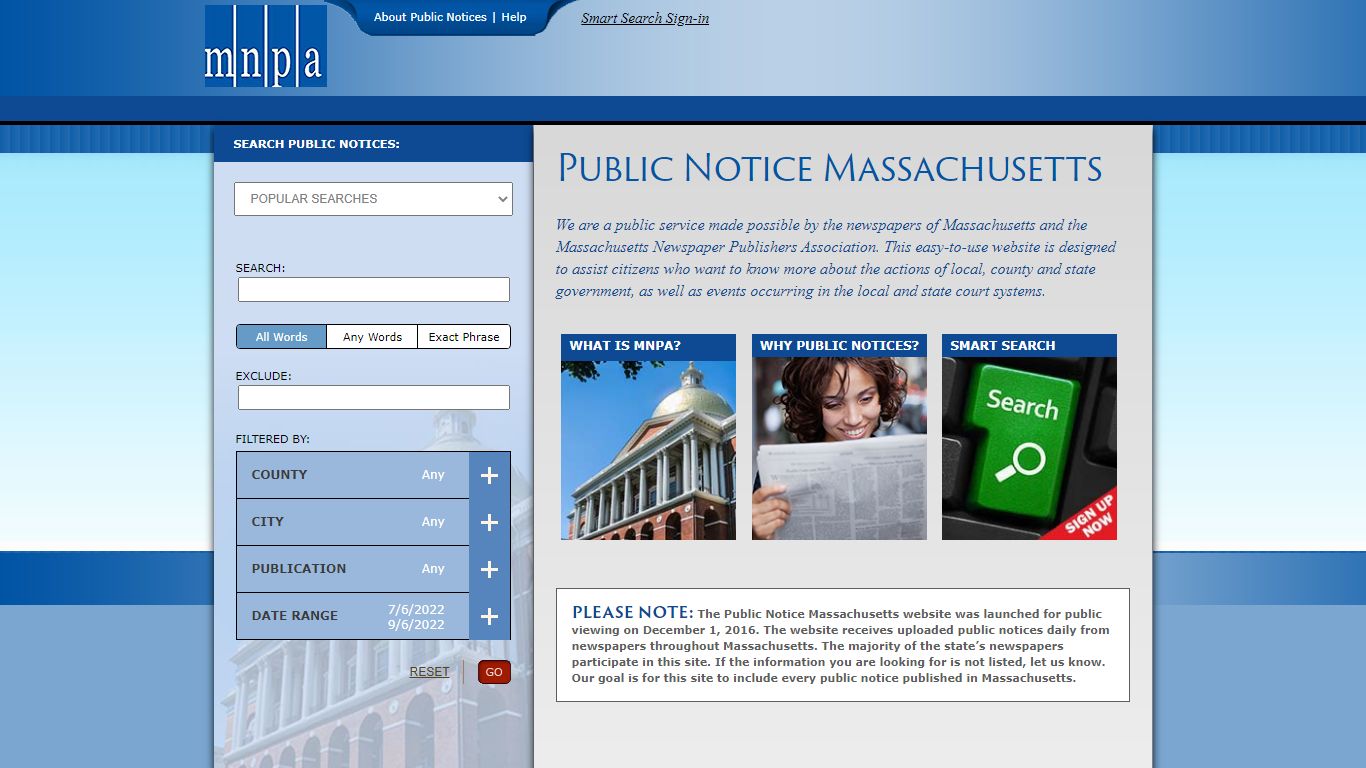 Public Notice Massachusetts | Massachusetts Press Association